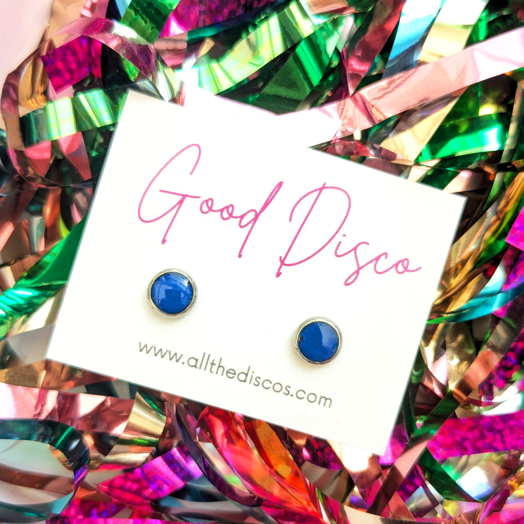 NEW! Good Disco Tiny Stud Earrings - Navy Patent