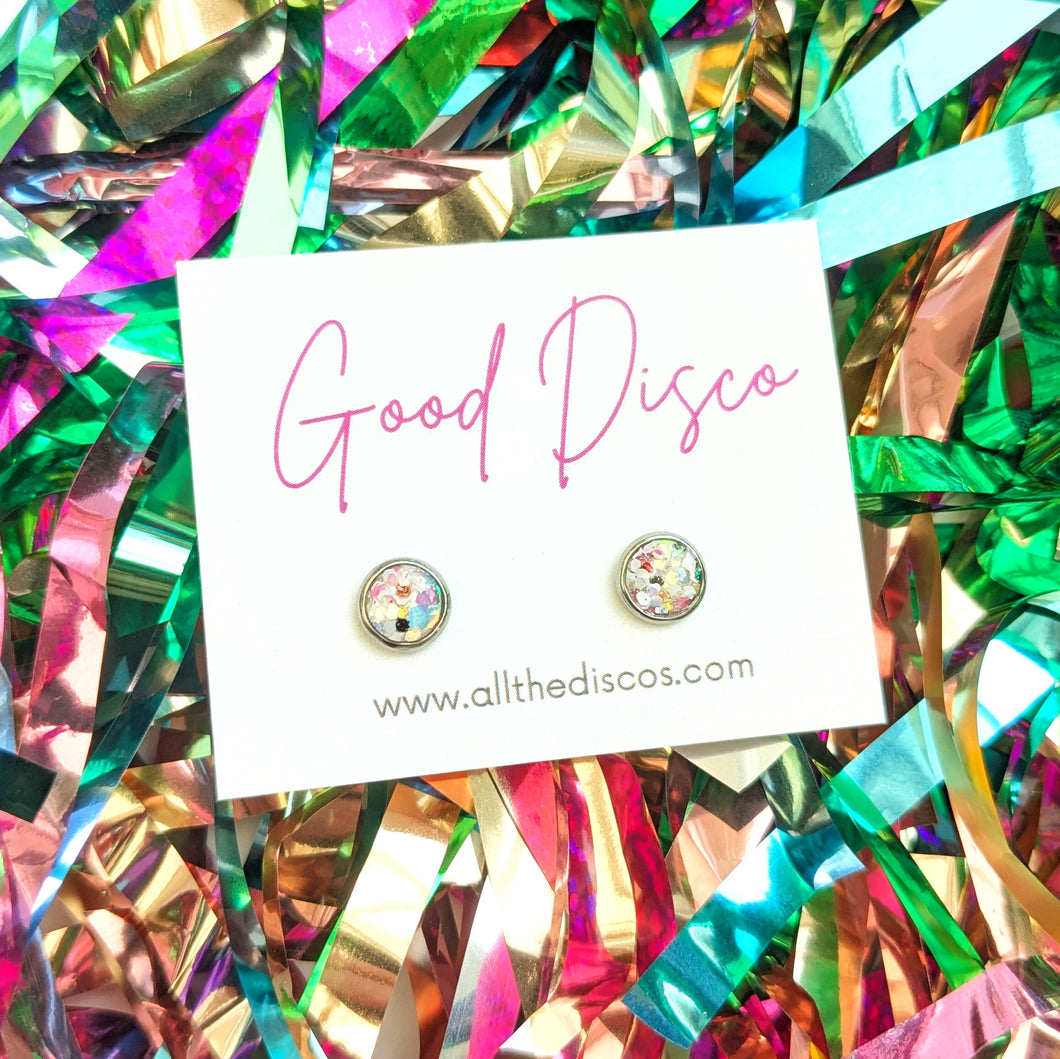 NEW! Good Disco Tiny Stud Earrings - Pale Confetti