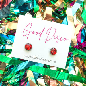 NEW! Good Disco Tiny Studs - Ruby Red Glitter
