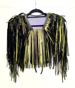 Olive Green Tinsel Disco Party Cape