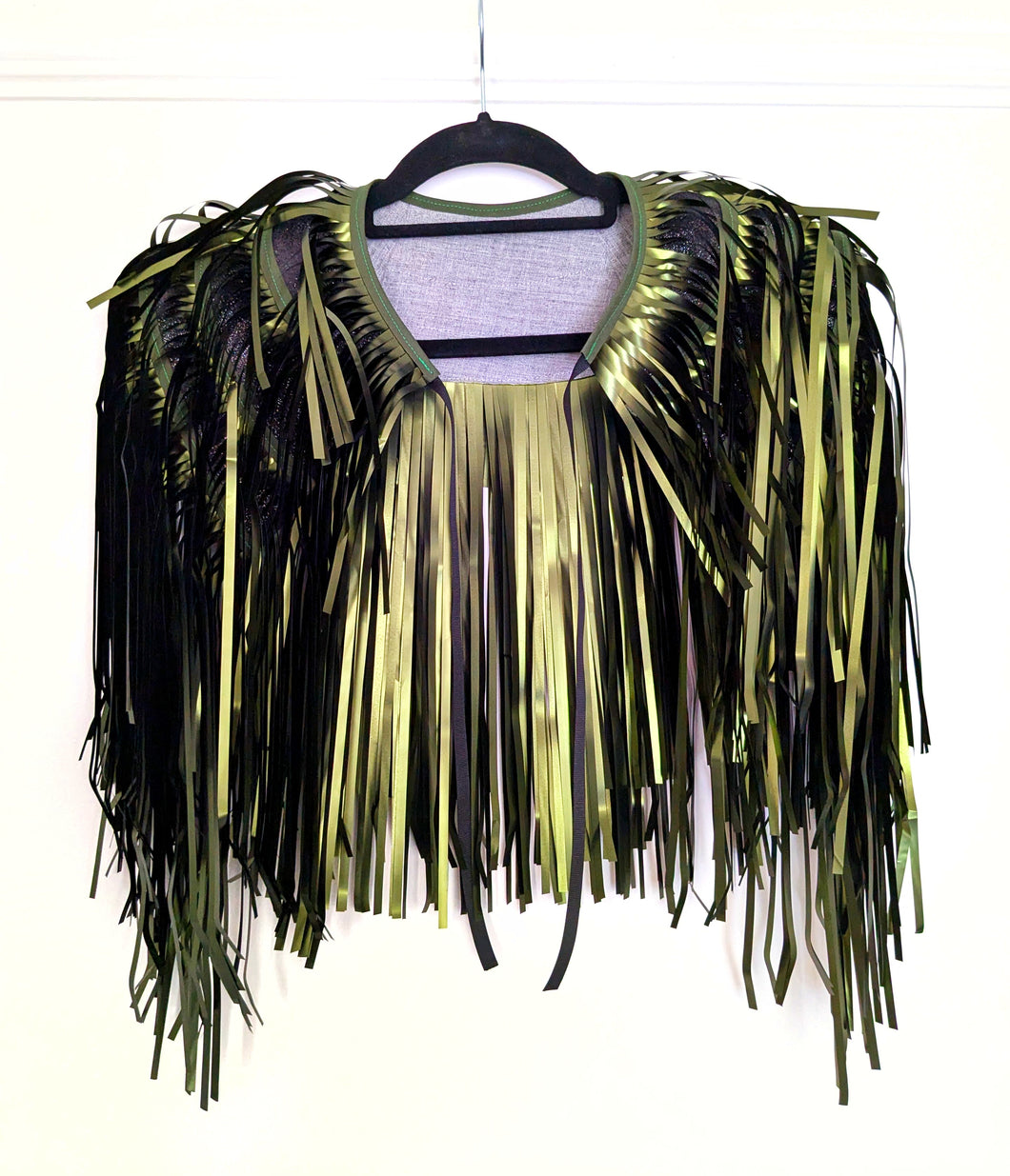 Olive Green Tinsel Disco Party Cape