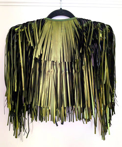 Olive Green Tinsel Disco Party Cape