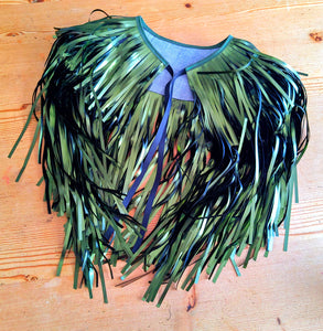 Olive Green Tinsel Disco Party Cape
