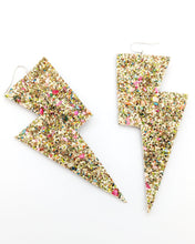 Load image into Gallery viewer, Sea Glass Gold - Super Disco Bolt Lightning Bolt Earrings
