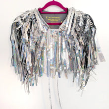 Load image into Gallery viewer, Chunky Silver Holographic Tinsel - Disco Party Cape

