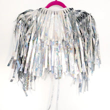 Load image into Gallery viewer, Chunky Silver Holographic Tinsel - Disco Party Cape
