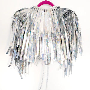 Chunky Silver Holographic Tinsel - Disco Party Cape