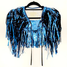 Load image into Gallery viewer, Midnight Blue Tinsel - Disco Party Cape
