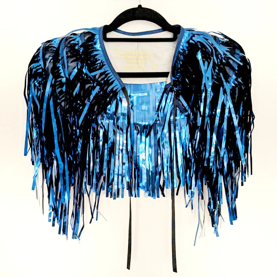 Midnight Blue Tinsel - Disco Party Cape