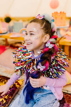 Load image into Gallery viewer, Kids Disco Party Cape - Rainbow Tinsel
