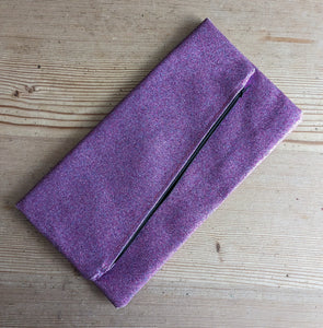 Large Purple Glitter Fold Over Clutch Bag