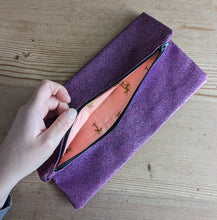Load image into Gallery viewer, Large Purple Glitter Fold Over Clutch Bag
