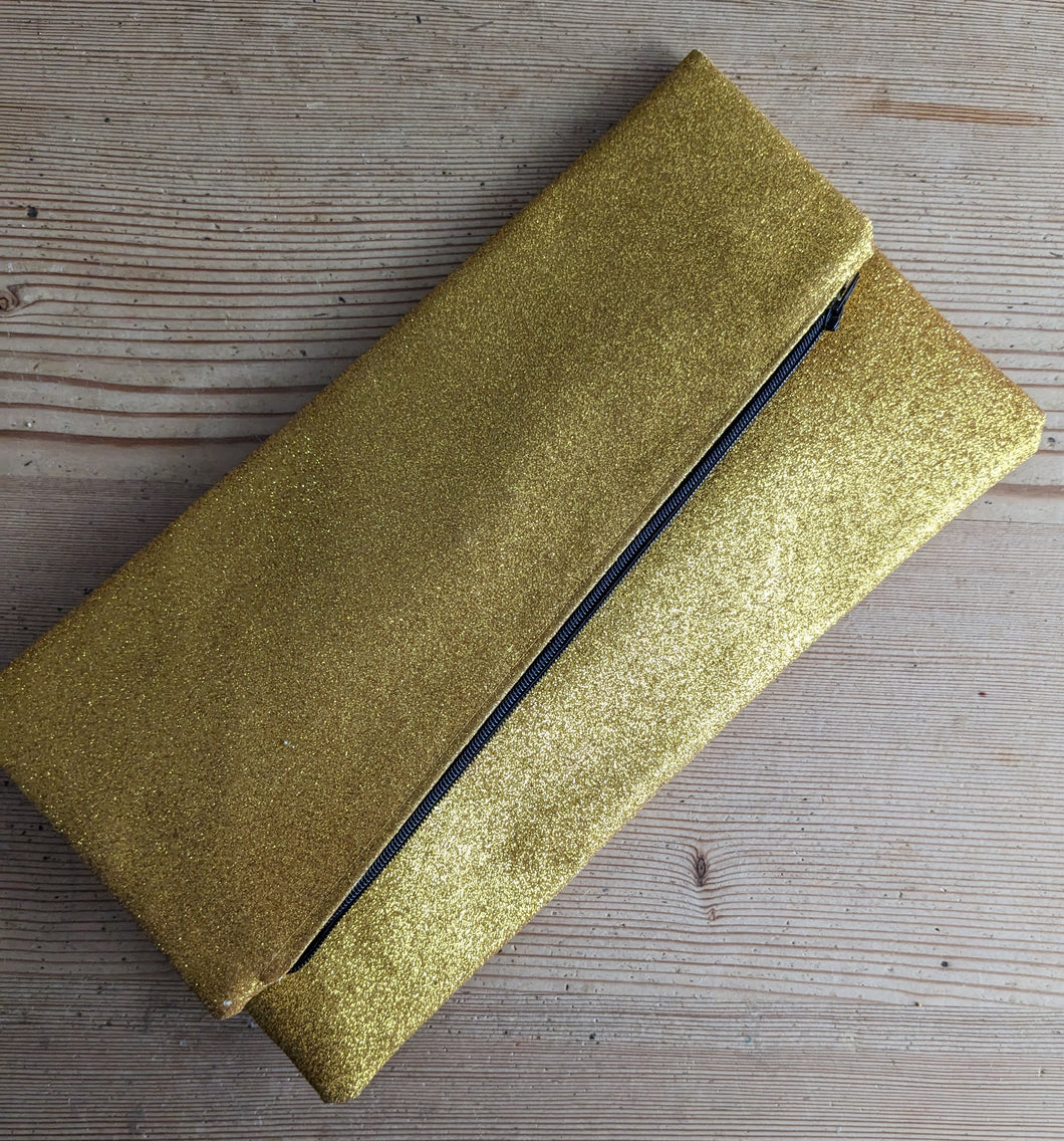 Large Gold Fold Over Clutch Bag