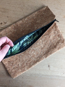 Large Cork Fold Over Clutch Bag