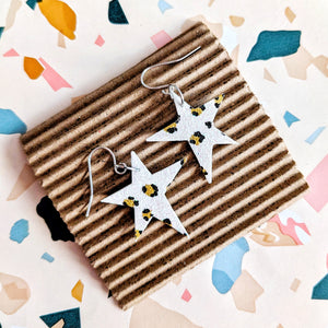 Good Disco White Leopard Print Mini Star Earrings