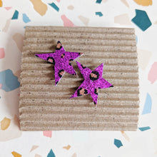 Load image into Gallery viewer, Good Disco Purple Leopard Print Mini Star Earrings
