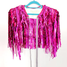Load image into Gallery viewer, Hot Pink Tinsel Disco Party Festival Cape
