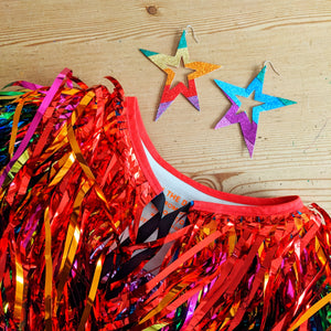 Oversized Cut Out Rainbow Star Earrings