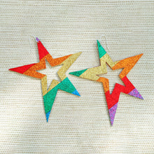 Load image into Gallery viewer, Oversized Cut Out Rainbow Star Earrings
