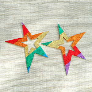 Oversized Cut Out Rainbow Star Earrings