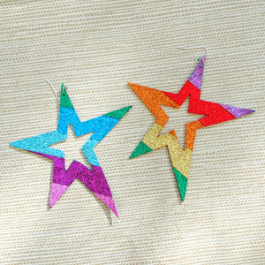 Oversized Cut Out Rainbow Star Earrings