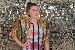 Matte Gold Tinsel - Disco Party Festival Cape