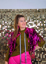 Load image into Gallery viewer, Hot Pink Tinsel Disco Party Festival Cape
