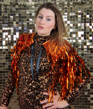 Load image into Gallery viewer, Orange Tinsel - Disco Party Cape
