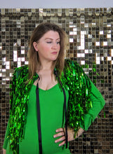 Load image into Gallery viewer, Green Tinsel - Disco Party Cape
