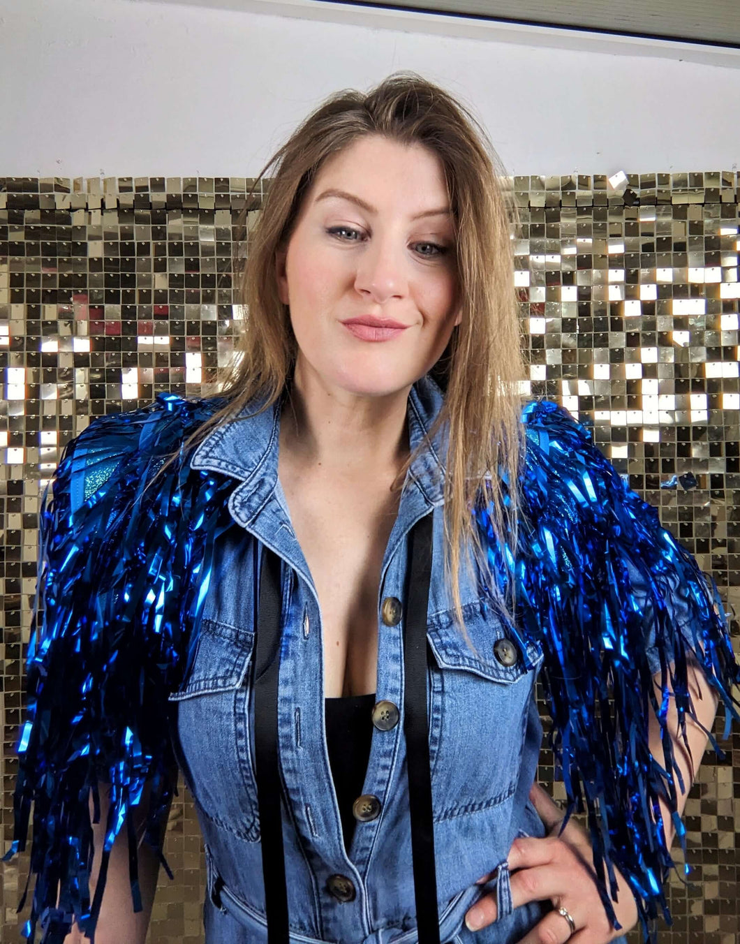 Blue Tinsel Party/Festival Cape