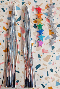 Tinsel Tassel Earrings - Silver