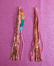 Load image into Gallery viewer, Tinsel Tassel Earrings - Rose Gold
