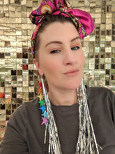 Load image into Gallery viewer, Tinsel Tassel Earrings - Silver
