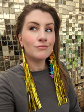 Load image into Gallery viewer, Tinsel Tassel Earrings - Gold
