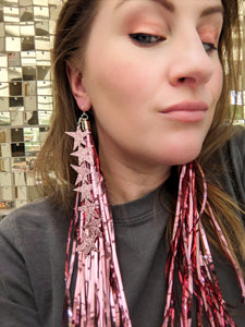 Tinsel Tassel Earrings - Rose Gold