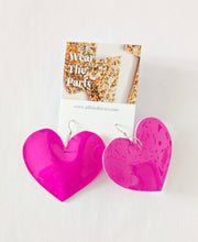 Load image into Gallery viewer, Smooth Pink Patent Heart Earrings
