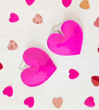 Load image into Gallery viewer, Smooth Pink Patent Heart Earrings
