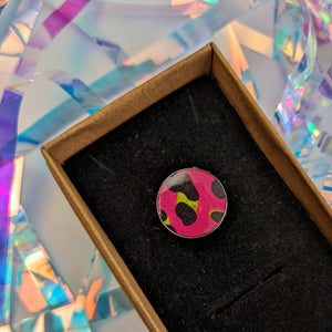 Statement Disc Ring - Neon Leopard Print
