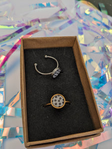 Small Fabric Open Rings - Spotty