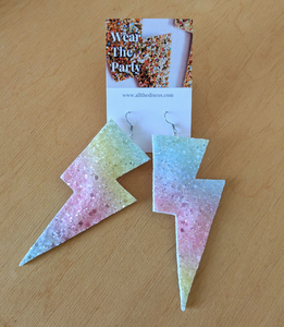 Spring Pastel Rainbow Super Disco Bolt Lightning Bolt Earrings