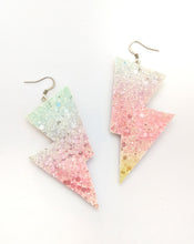 Load image into Gallery viewer, Spring Pastel Rainbow Disco Bolt Lightning Bolt Earrings
