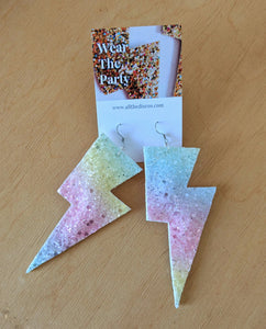 Spring Pastel Rainbow Super Disco Bolt Lightning Bolt Earrings