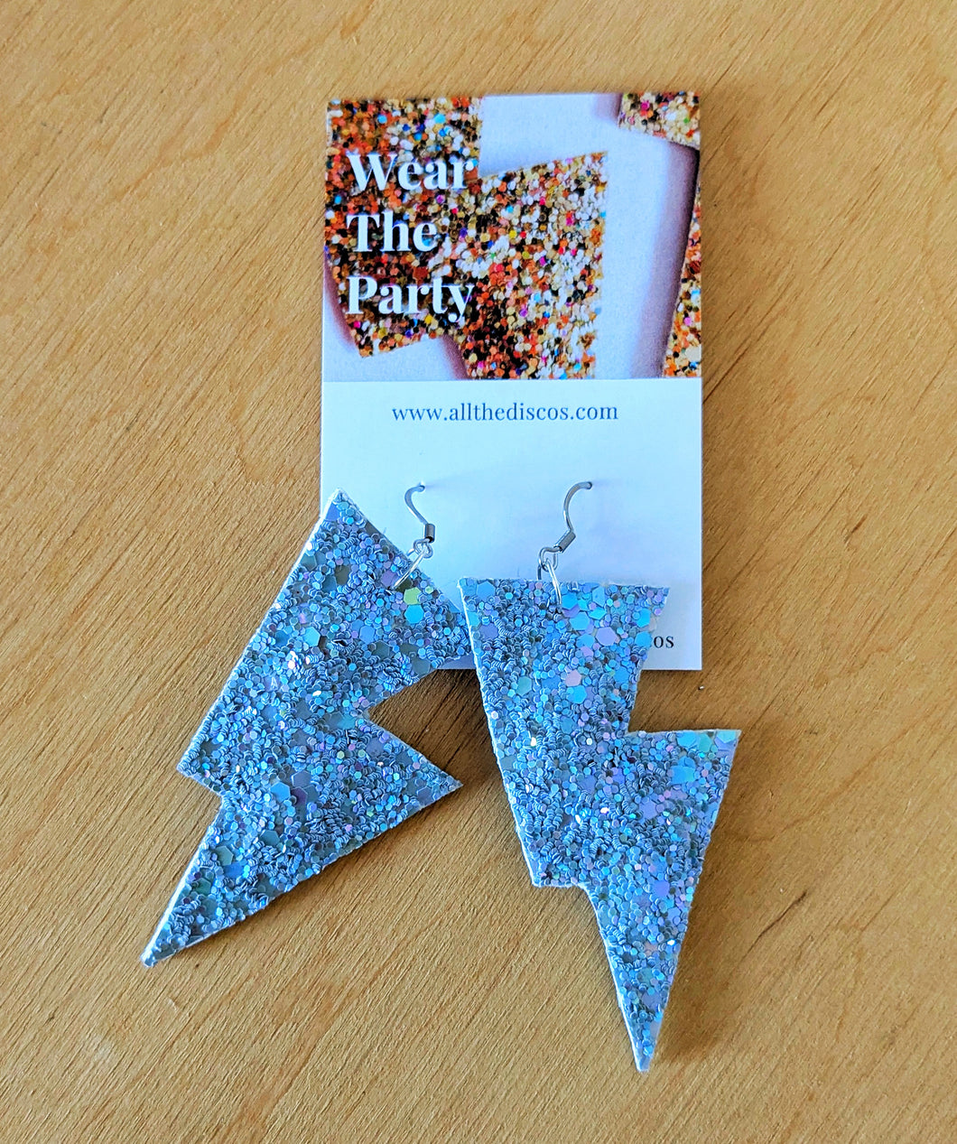 Bluebell Sparkle Disco Bolt Lightning Bolt Earrings