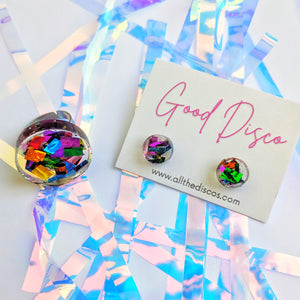 Tinsel Confetti Tiny Stud Earrings - Rainbow