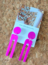 Load image into Gallery viewer, Pink Patent Statement Stud Dangles
