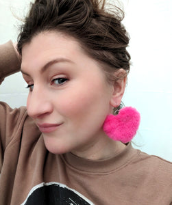 Fluffy Hearts - Faux Fur Heart Earrings