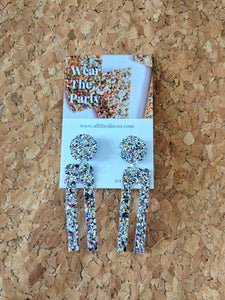 Silver Glitter Statement Stud Dangles
