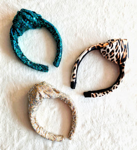 Knotted Hairband - Teal Green Sequin