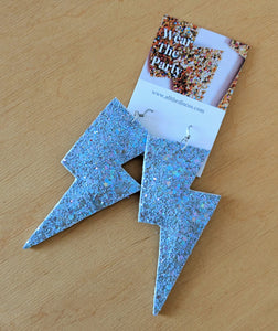 Bluebell Sparkle Super Disco Bolt Lightning Bolt Earrings