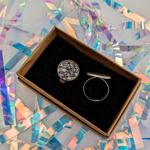 Statement Disc Ring - Crushed Pearl Silver